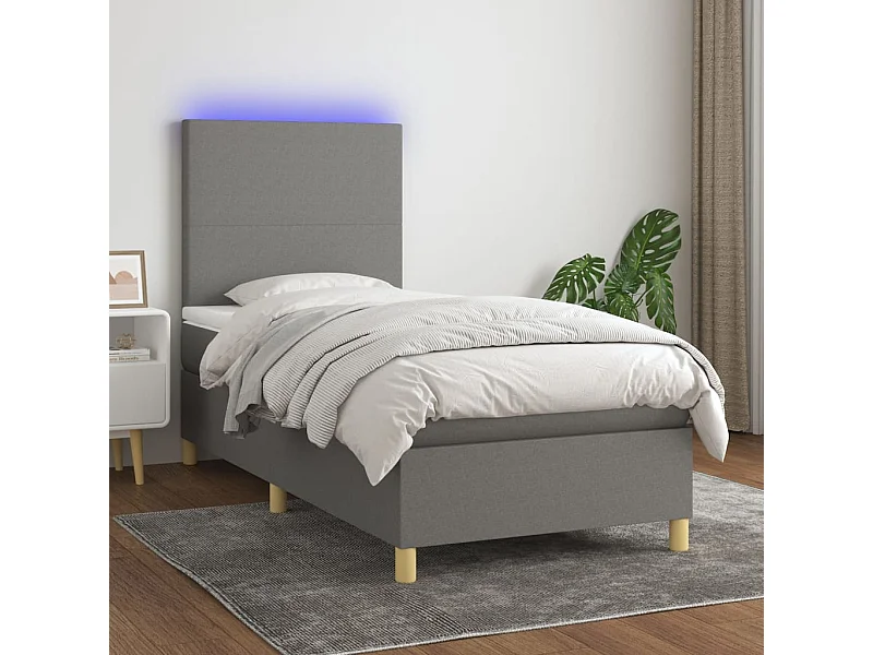 LED-Boxspringbett mit Matratze,Bett für Schlafzimmer Dunkelgrau 80x200 cm Stoff -CFW85799