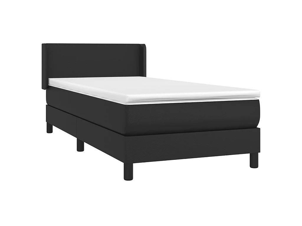 Ensemble complet boxspring - 80x200 cm + sommier tapissier + matelas Noir Similicuir SRGW23743
