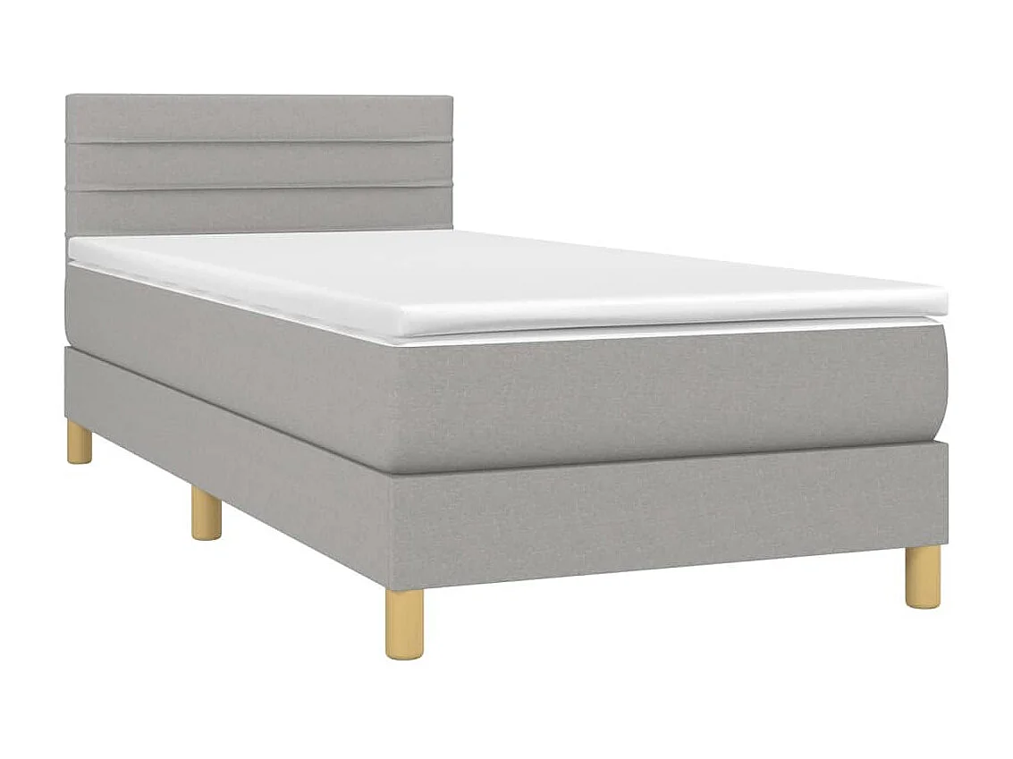 Conjunto Boxspring - 100x200 cm + Somieres + colchón tela y LED gris claro ES43084