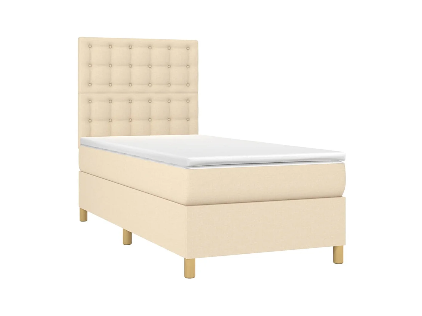 Boxspringbett mit Matratze,Bett für Schlafzimmer Creme 100x200 cm Stoff -CFW91077
