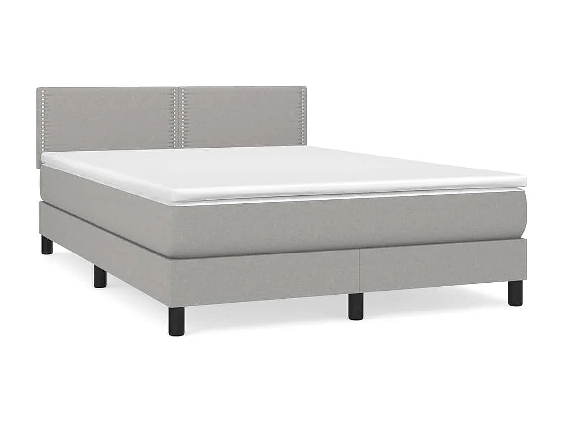 Cama continental com molas+ colchão 140x200 cm tecido cinzento-claro PT101947