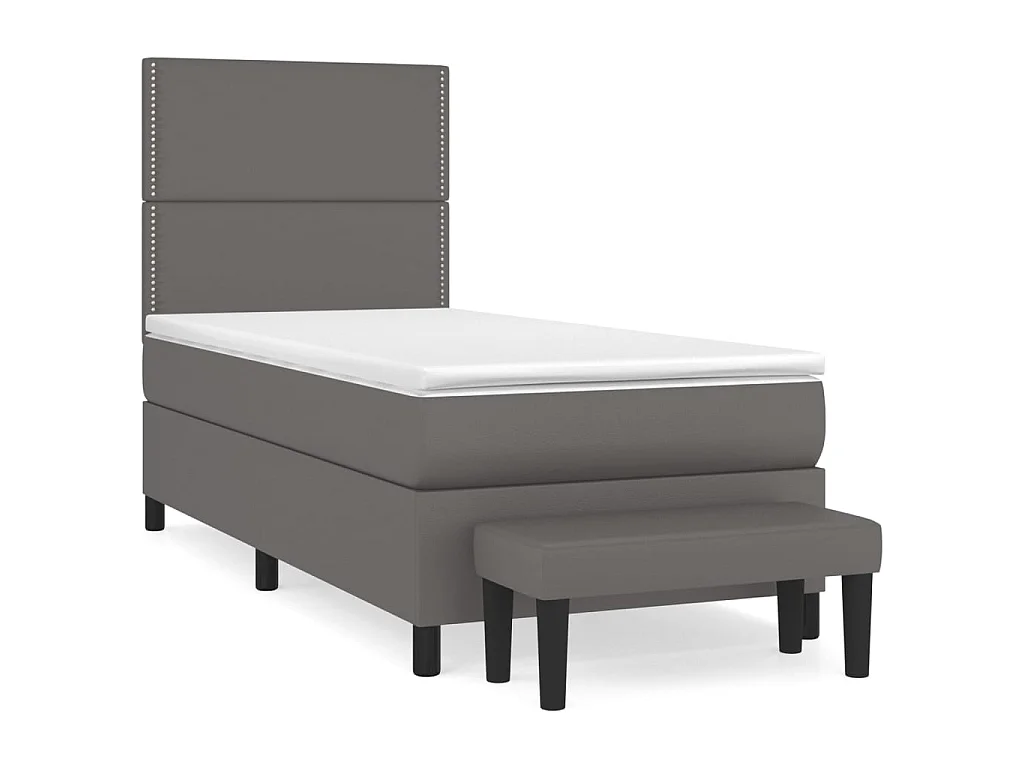 Boxspringbett mit Matratze,Bett für Schlafzimmer Grau 90x190 cm Kunstleder -CFW92546