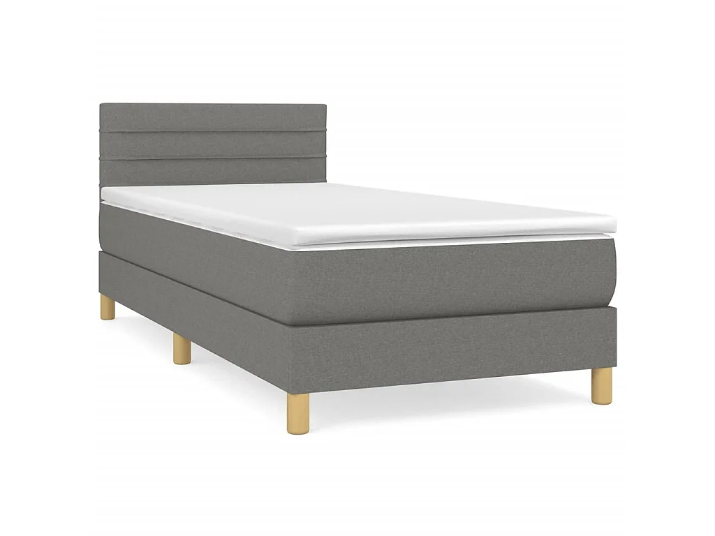 Ensemble complet boxspring - 100x200 cm + sommier tapissier + matelas Gris foncé Tissu SRGW14936