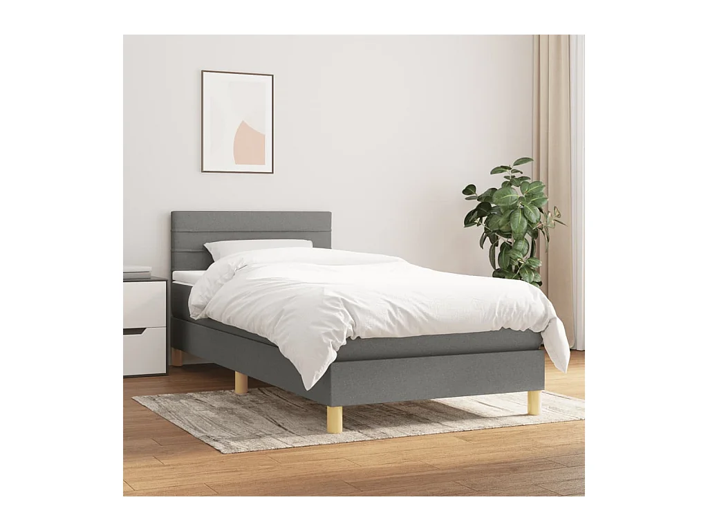 Ensemble complet boxspring - 100x200 cm + sommier tapissier + matelas Gris foncé Tissu SRGW14936