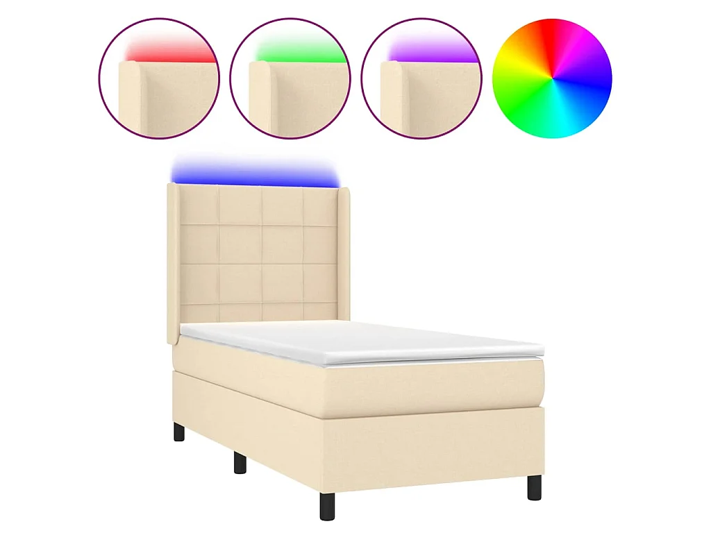 LED-Boxspringbett mit Matratze,Bett für Schlafzimmer Creme 100x200 cm Stoff -CFW70530