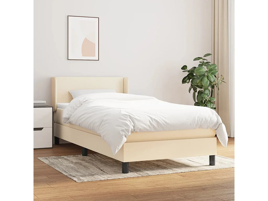 Boxspringbett mit Matratze,Bett für Schlafzimmer Creme 90x200 cm Stoff -CFW34281