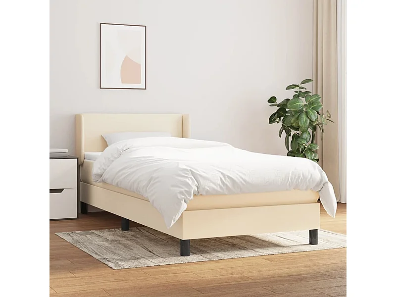 Boxspringbett mit Matratze,Bett für Schlafzimmer Creme 90x200 cm Stoff -CFW34281