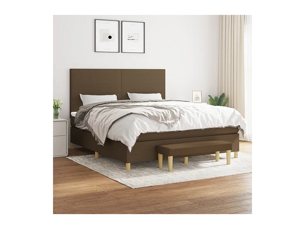 Ensemble complet boxspring - 180x200 cm + sommier tapissier + matelas Marron foncé SRGW51037