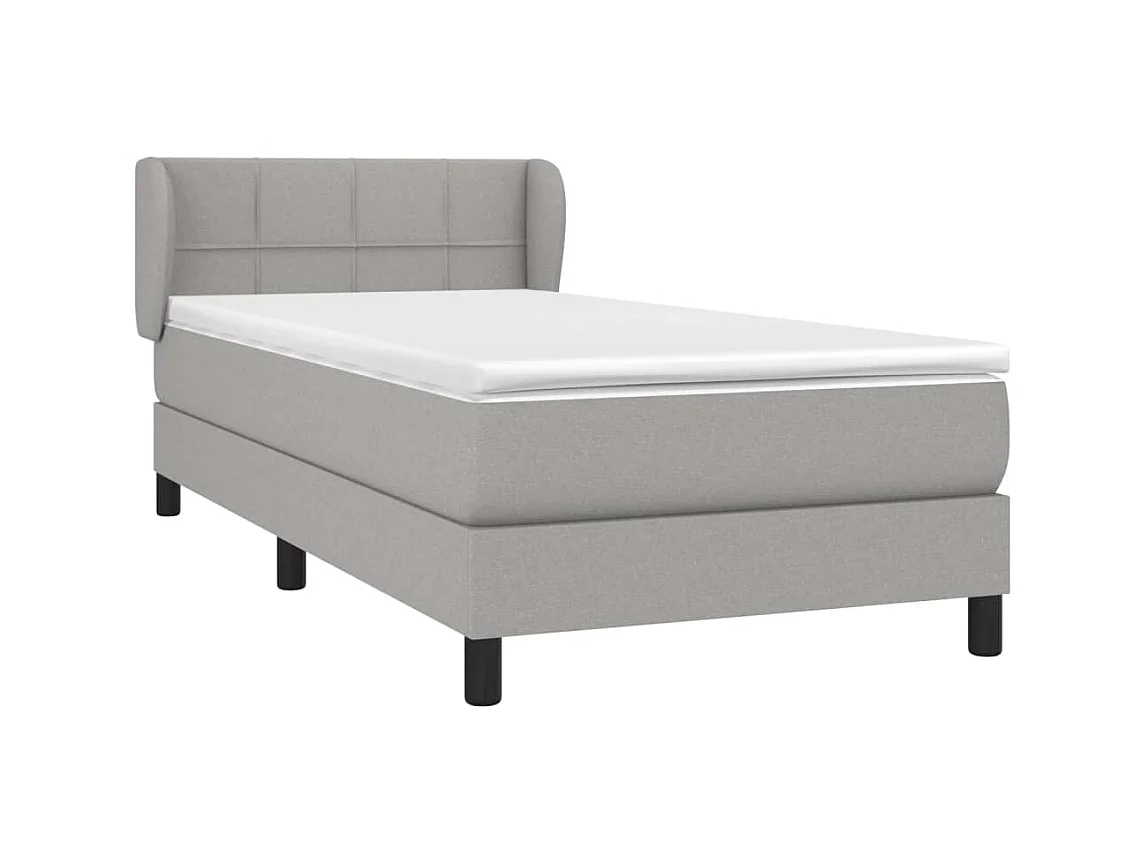 Conjunto Boxspring - 90x190 cm + Somieres + colchón tela gris claro ES36916