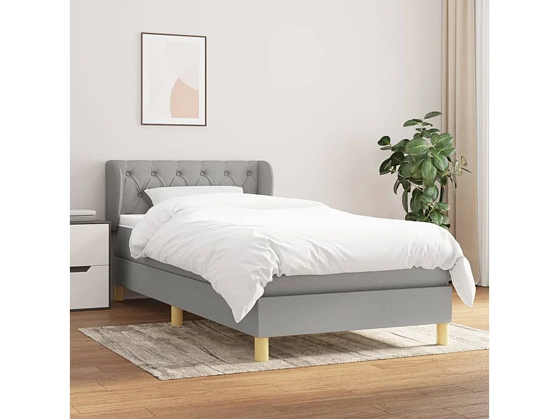 Conjunto Boxspring - 80x200 cm + Somieres + colchón tela gris claro ES37056