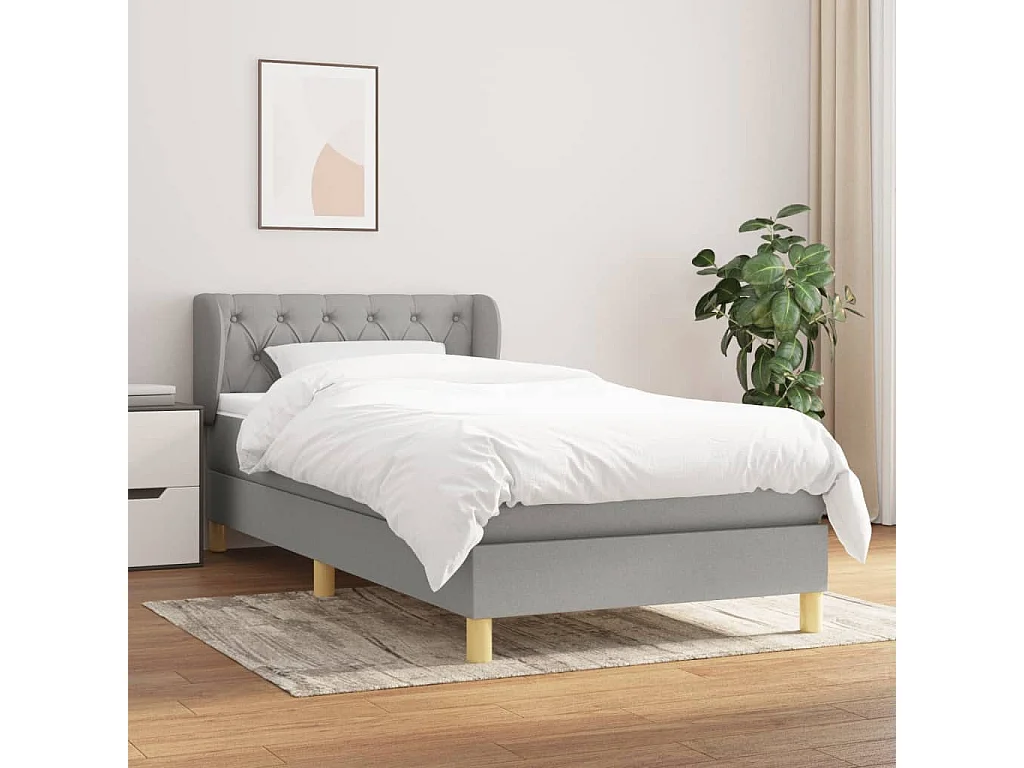 Ensemble complet boxspring - 80x200 cm + sommier tapissier + matelas Gris clair Tissu SRGW77536