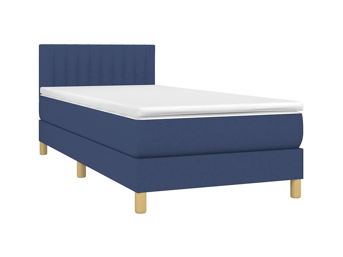 Ensemble complet boxspring - 80x200 cm + sommier à lattes de lit + matelas + LED Bleu Tissu SRGW19852