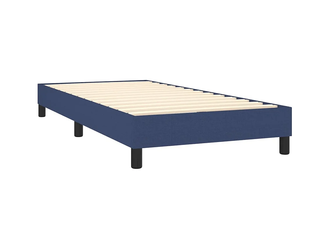 Conjunto Boxspring - 90x200 cm + Somieres + colchón + luces LED tela azul ES44519