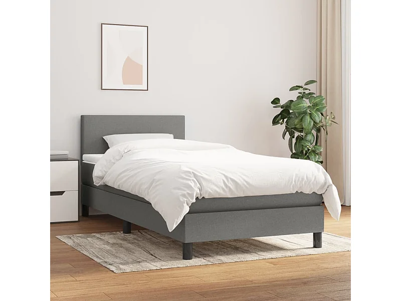 Ensemble complet boxspring - 80x200 cm + sommier tapissier + matelas Gris foncé Tissu SRGW54218