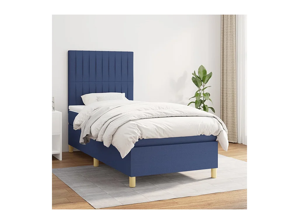 Cama continental com molas+ colchão 80x200 cm tecido azul PT157762