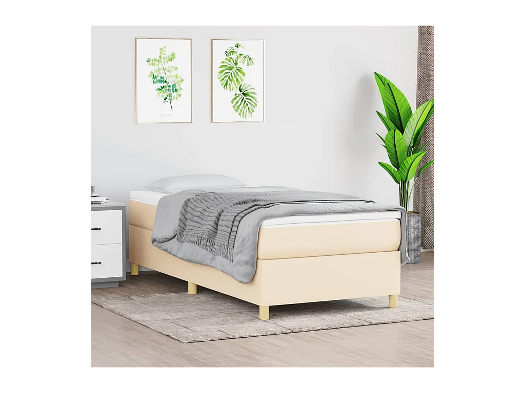 Ensemble complet boxspring - 100x200 cm + sommier tapissier + matelas Crème Tissu SRGW79607