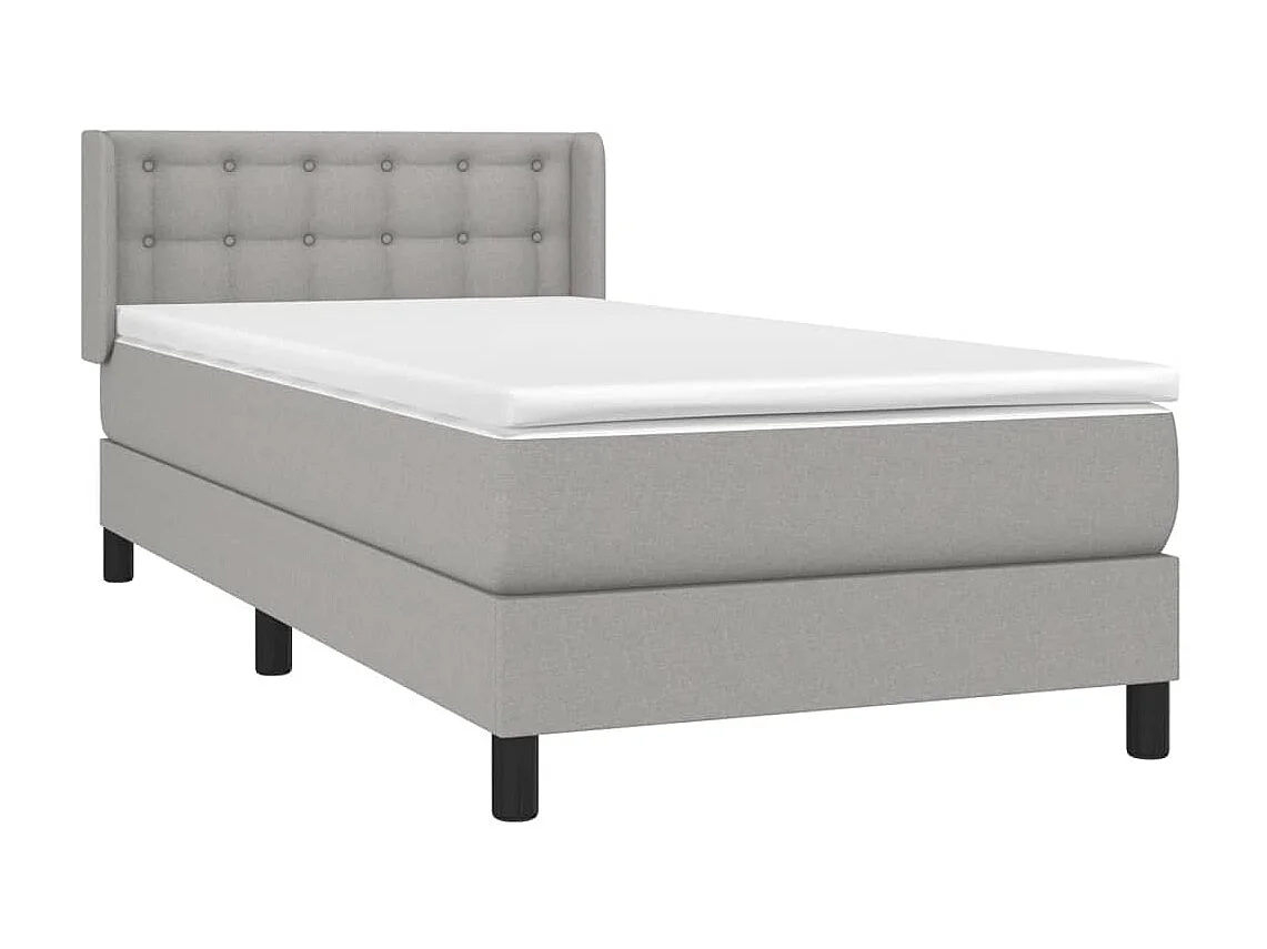 Cama continental com molas+ colchão 80x200 cm tecido cinza-claro PT694036