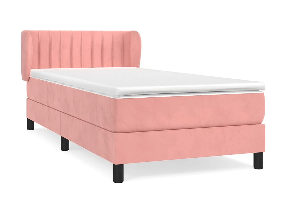 Lit-90x190 cm avec sommier tapissier + matelas Rose Velours SRGW81130