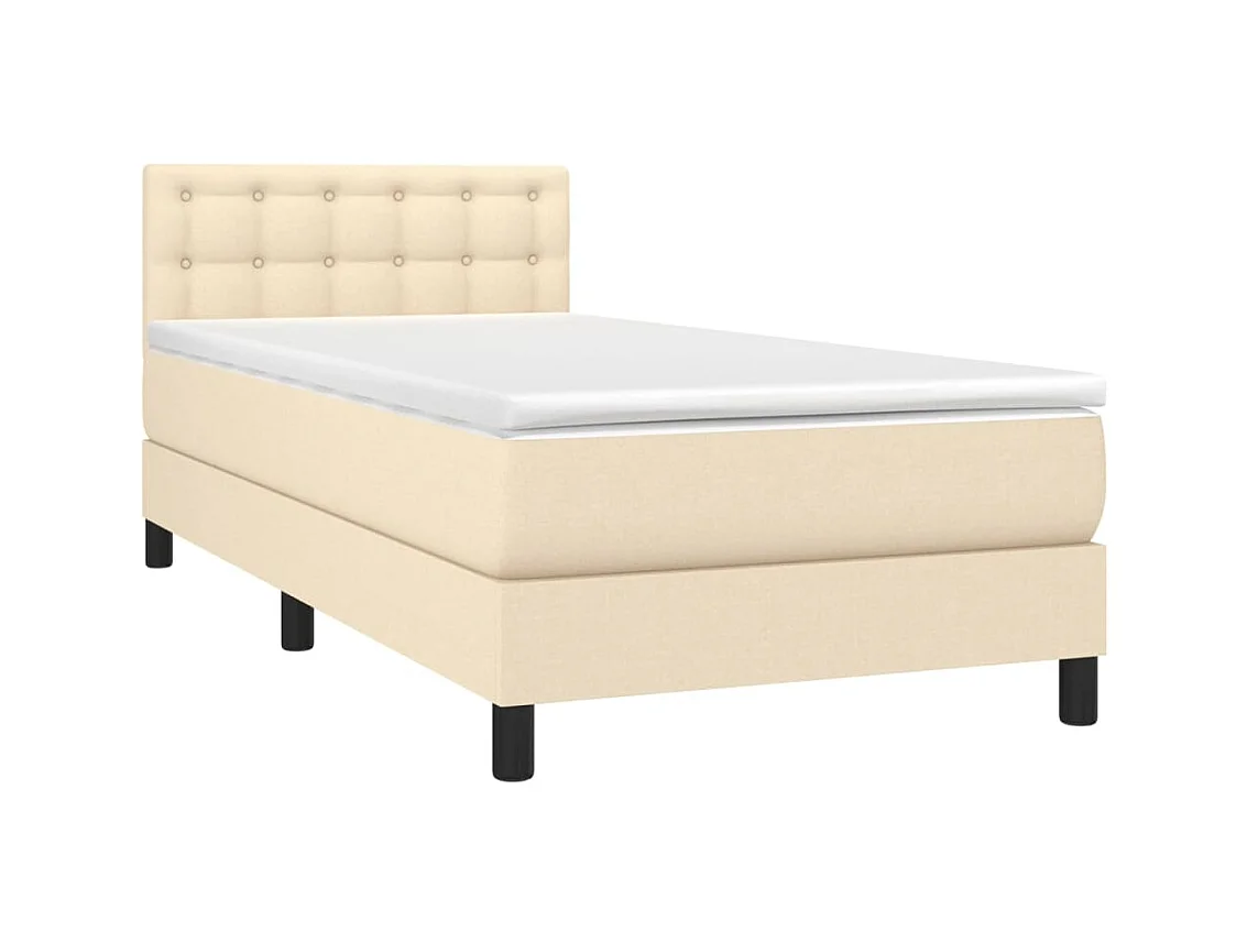 Conjunto Boxspring - 100x200 cm + Somieres + colchón + luces LED tela crema ES44213