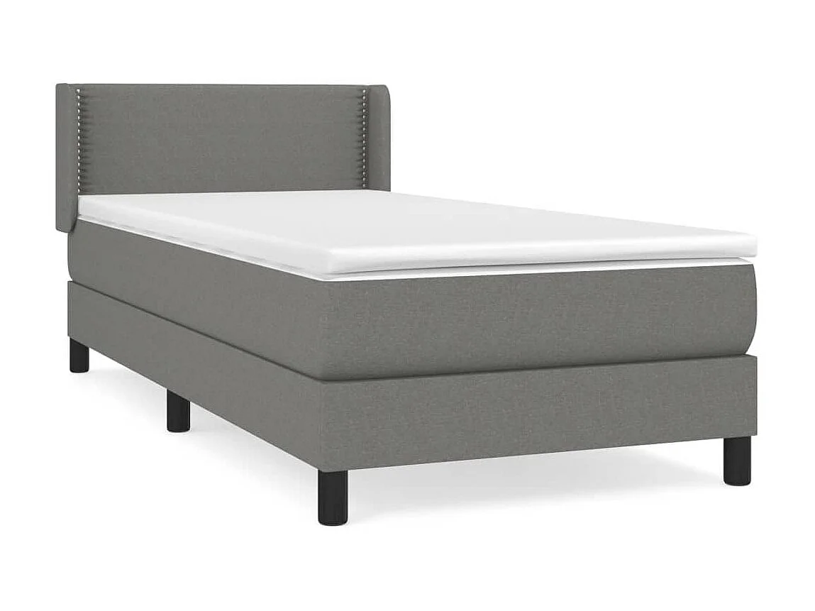Conjunto Boxspring - 90x200 cm + Somieres + colchón tela gris oscuro ES37393