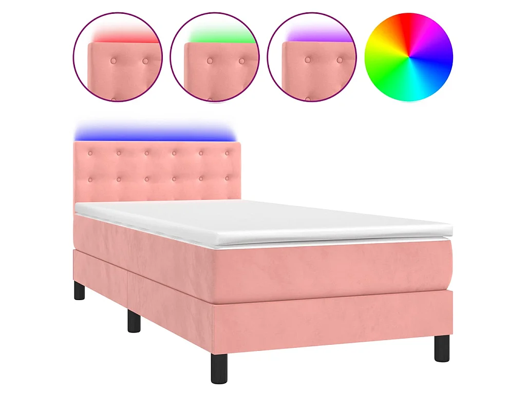 LED-Boxspringbett mit Matratze,Bett für Schlafzimmer Rosa 100x200 cm Samt -CFW73229