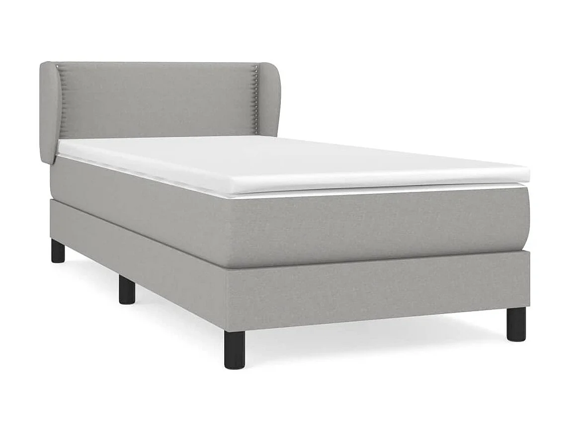 Conjunto Boxspring - 90x200 cm + Somieres + colchón tela gris claro ES37476