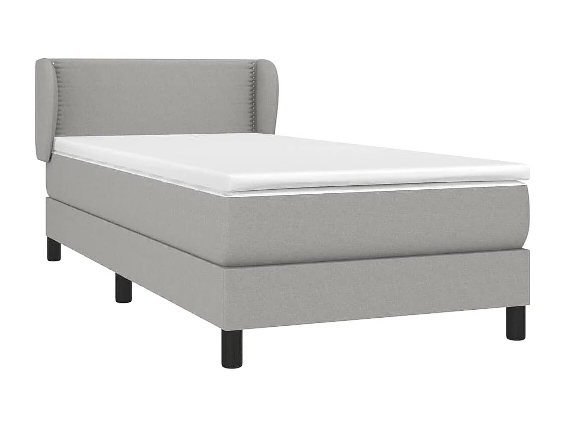 Conjunto Boxspring - 90x200 cm + Somieres + colchón tela gris claro ES37476