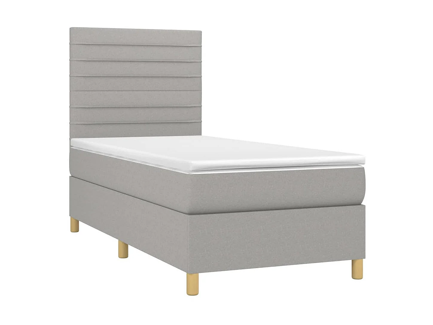 Ensemble complet boxspring - 90x190 cm + sommier à lattes de lit + matelas + LED Gris clair SRGW70669