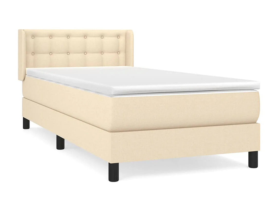 Boxspringbett mit Matratze,Bett für Schlafzimmer Creme 90x200 cm Stoff -CFW58125