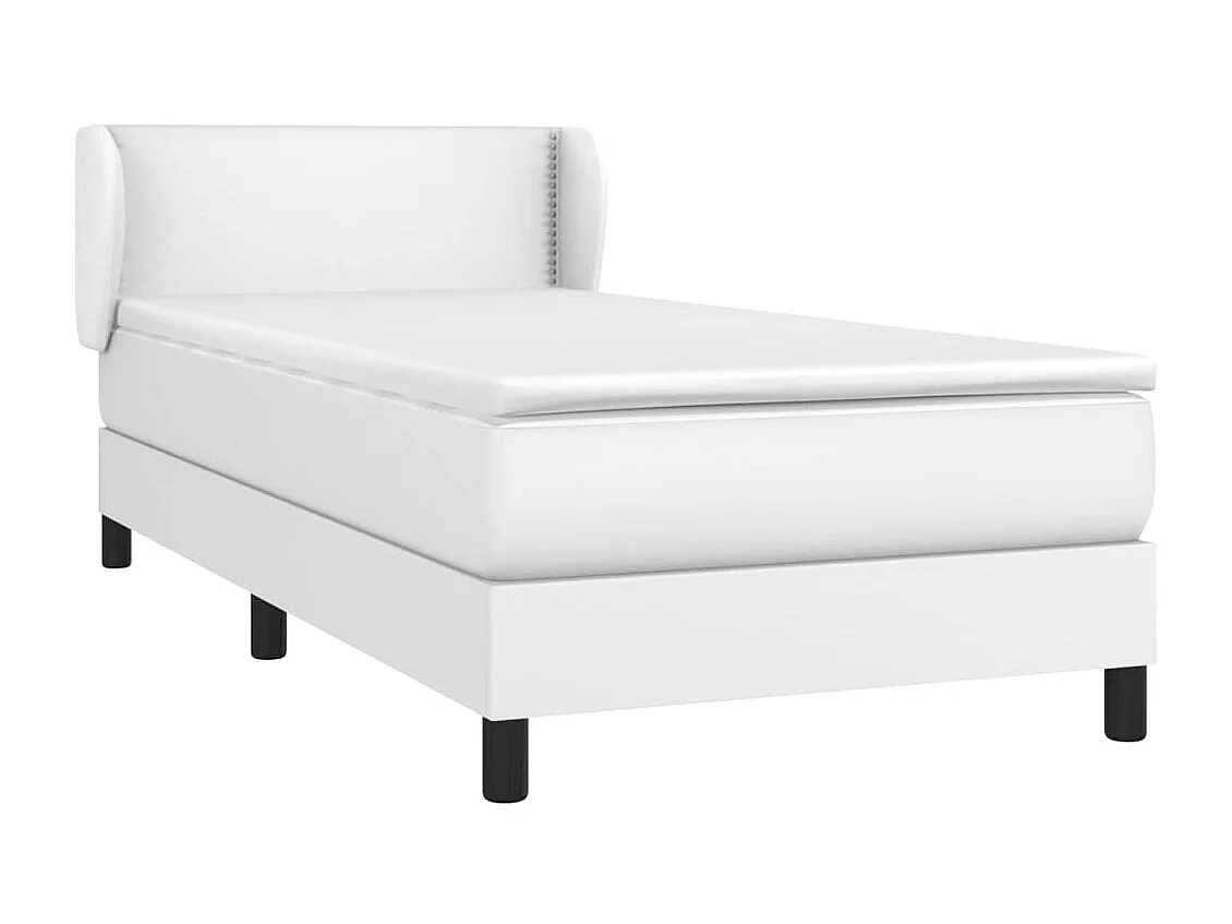 Cama continental com molas+ colchão 80x200 cm couro artificial branco PT974563