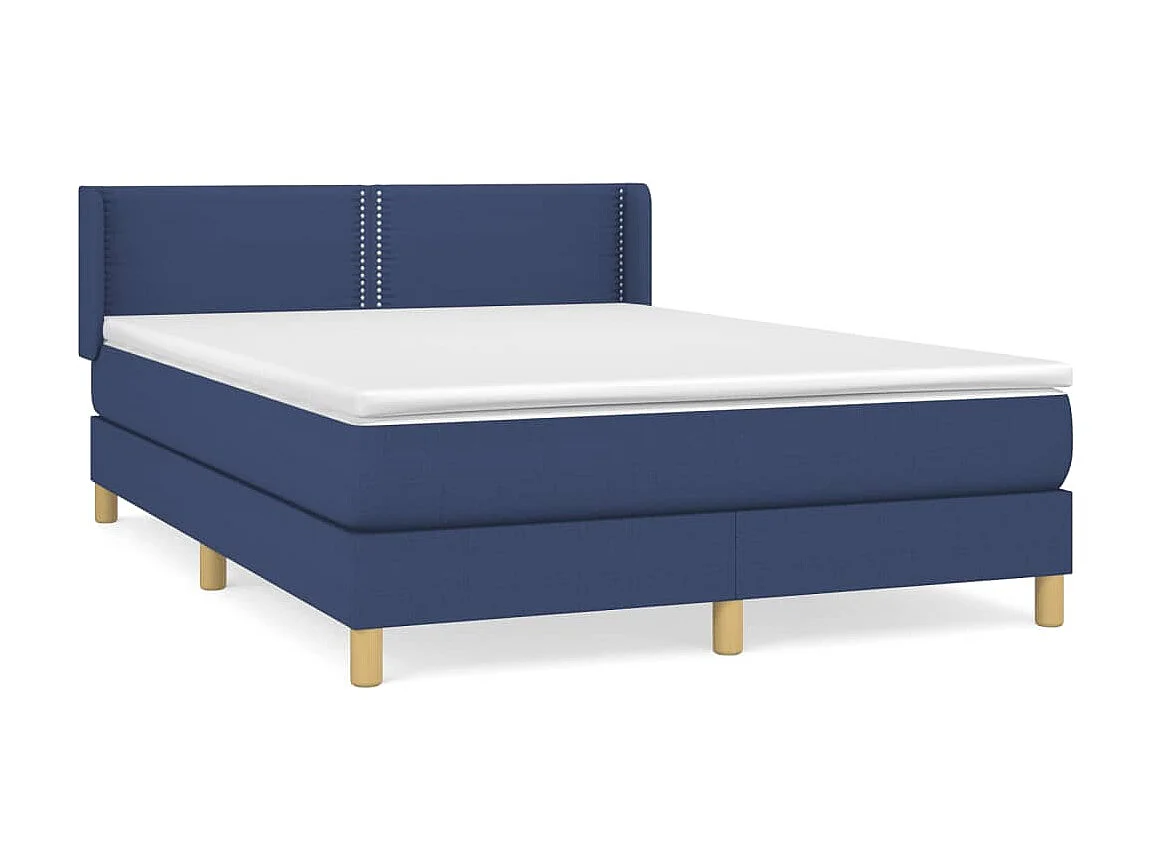 Ensemble complet boxspring - 140x190 cm + sommier tapissier + matelas Bleu Tissu SRGW51824