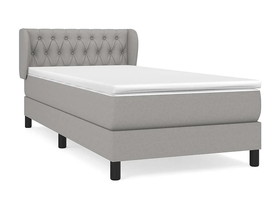 Conjunto Boxspring - 90x190 cm + Somieres + colchón tela gris claro ES35607