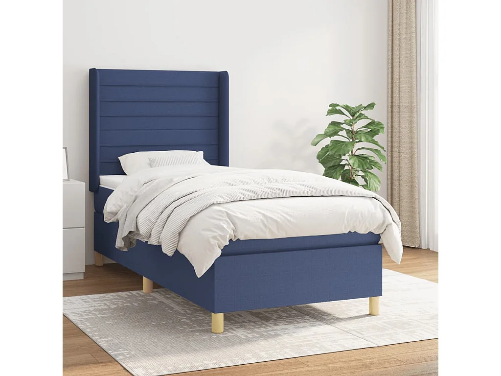 Conjunto Boxspring - 80x200 cm + Somieres + colchón tela azul ES39774
