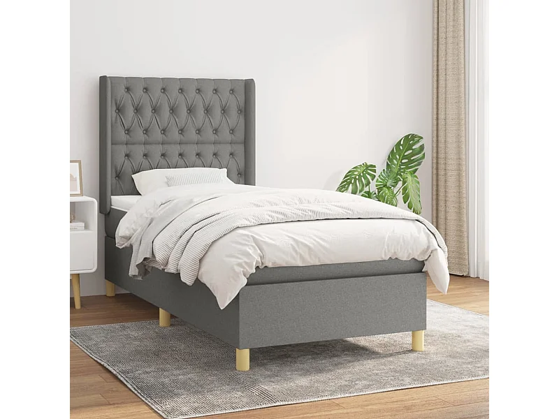 Cama continental com molas+ colchão 90x190 cm tecido cinza-escuro PT624569