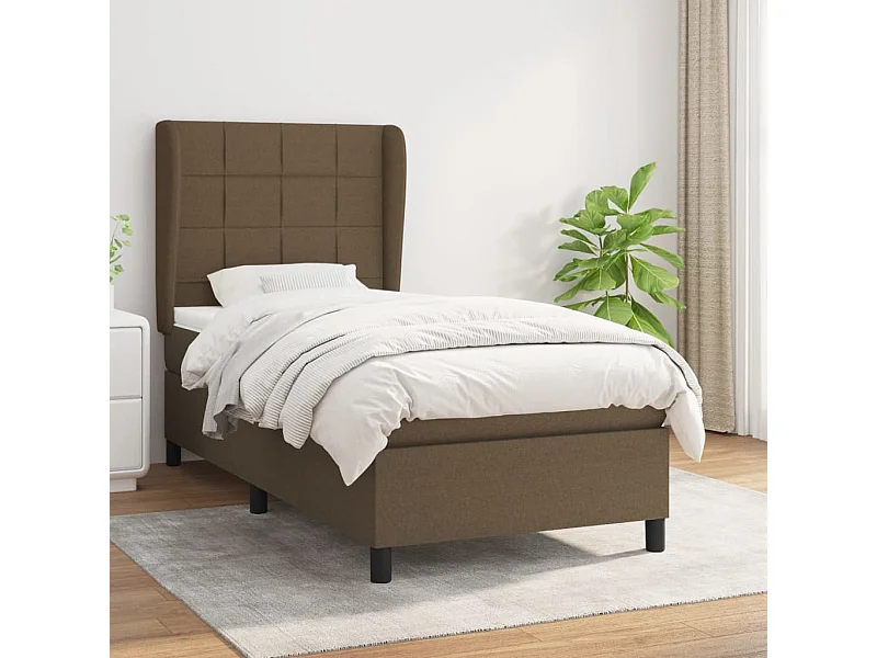 Cama continental com molas+ colchão 80x200 cm tecido castanho-escuro PT456644