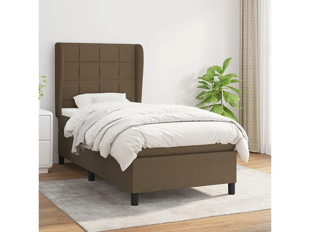 Cama continental com molas+ colchão 80x200 cm tecido castanho-escuro PT456644