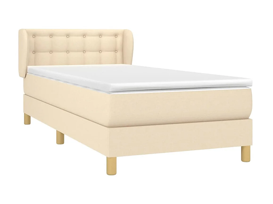 Boxspringbett mit Matratze,Bett für Schlafzimmer Creme 90x200 cm Stoff -CFW13849