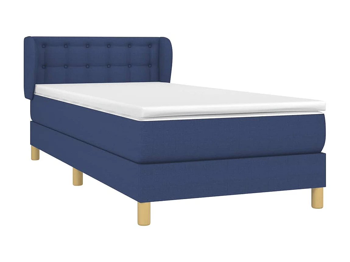 Ensemble complet boxspring - 80x200 cm + sommier tapissier + matelas Bleu Tissu SRGW26907