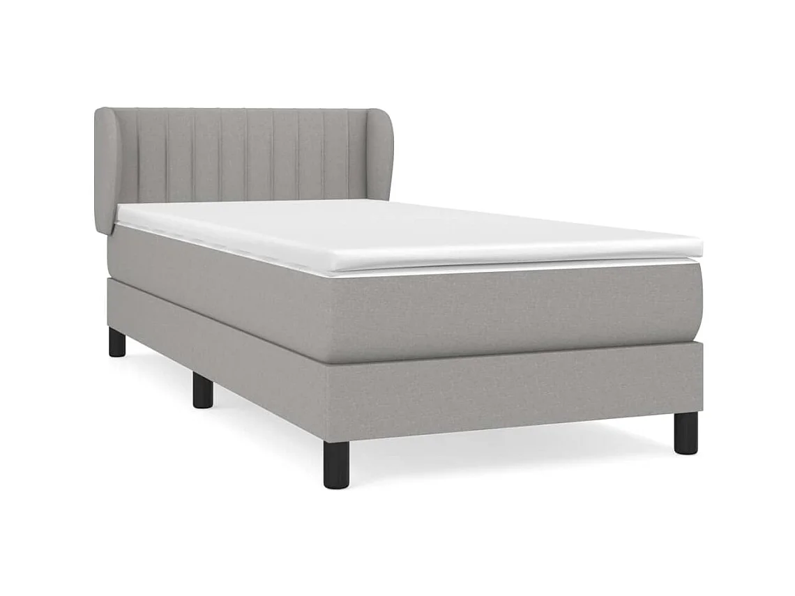 Conjunto Boxspring - 90x200 cm + Somieres + colchón tela gris claro ES36185