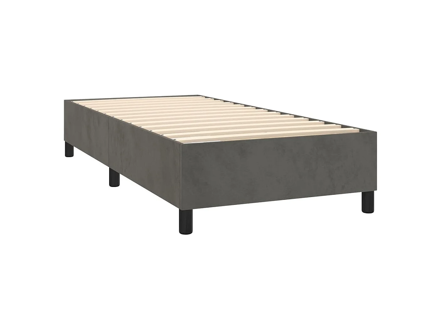 Cama continental com molas+ colchão 90x200 cm veludo cinza-escuro PT551691