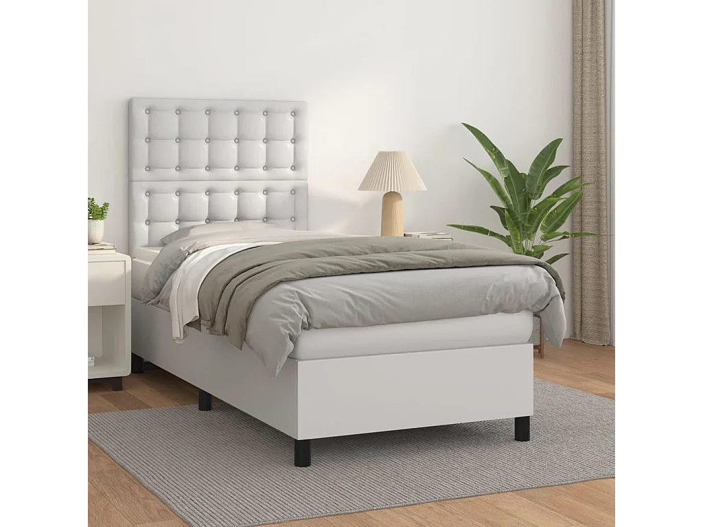 Boxspringbett mit Matratze,Bett für Schlafzimmer Weiß 80x200 cm Kunstleder -CFW81044