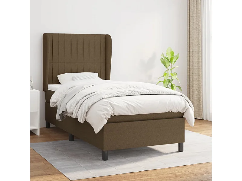 Cama continental com molas+ colchão 80x200 cm tecido castanho-escuro PT502675