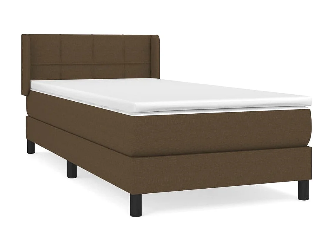 Conjunto Boxspring - 90x200 cm + Somieres + colchón tela marrón oscuro ES40475