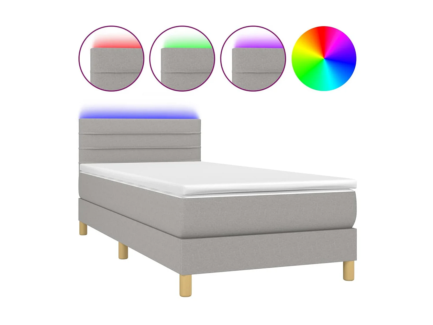 LED-Boxspringbett mit Matratze,Bett für Schlafzimmer Hellgrau 90x200 cm Stoff -CFW41224