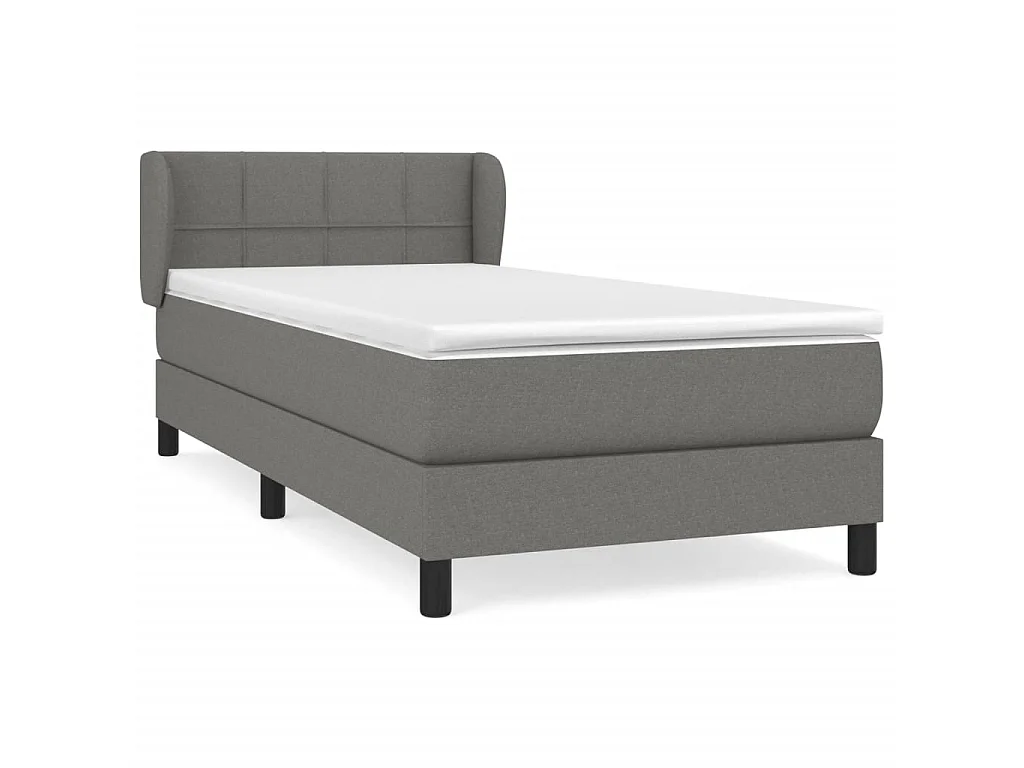 Cama continental com molas+ colchão 80x200 cm tecido cinzento-escuro PT367593