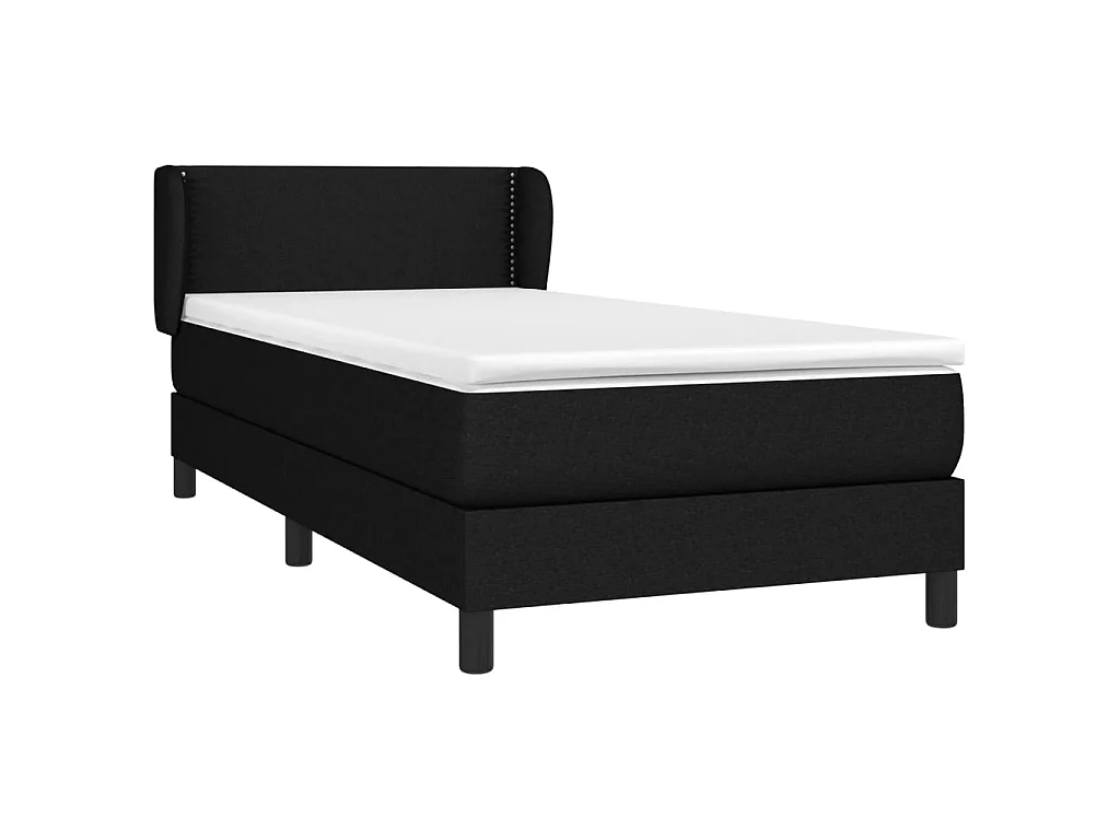 Ensemble complet boxspring - 80x200 cm + sommier tapissier + matelas Noir Tissu SRGW24823