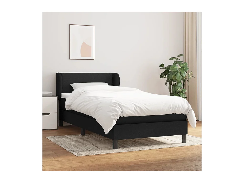 Ensemble complet boxspring - 80x200 cm + sommier tapissier + matelas Noir Tissu SRGW24823