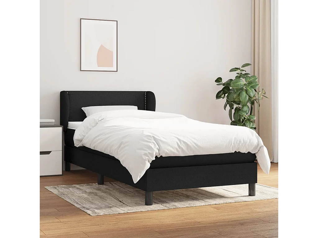 Conjunto Boxspring - 80x200 cm + Somieres + colchón tela negro ES38158
