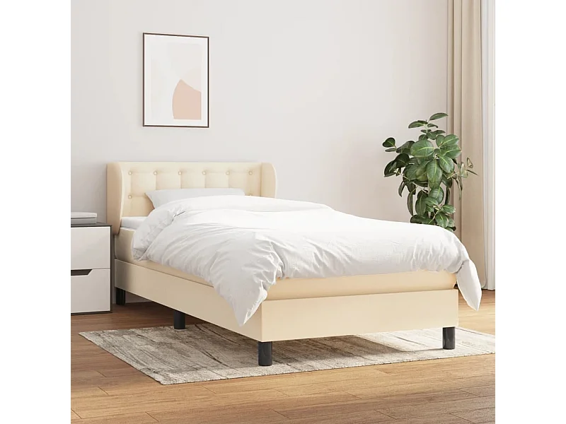 Conjunto Boxspring - 90x200 cm + Somieres + colchón tela color crema ES39941