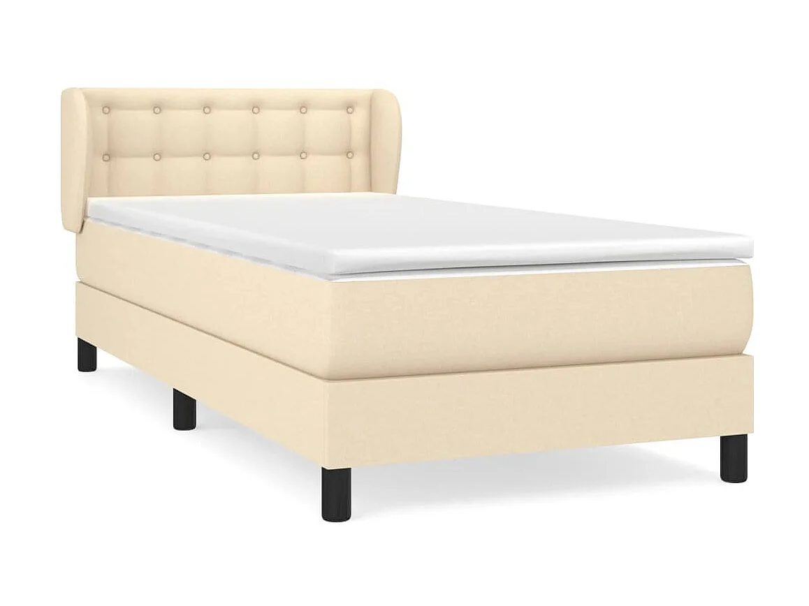 Ensemble complet boxspring - 90x200 cm + sommier tapissier + matelas Crème Tissu SRGW53803